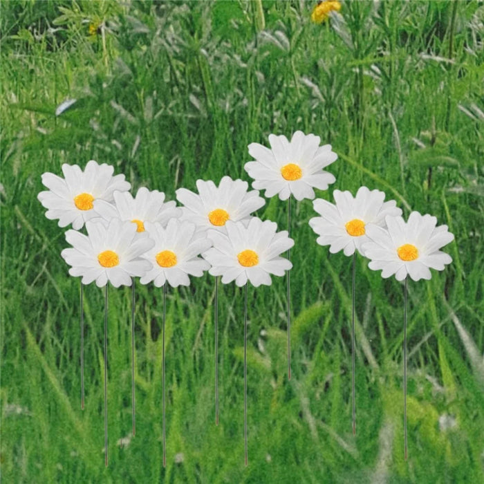 G329 10Pcs / Set Simulated Daisy Shape Garden Stake Outdoor Courtyard Patio Lawn Decoration - 4
