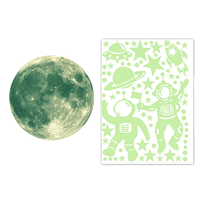 2Pcs / Set Glow in the Dark Astronaut Wall Stickers Space Theme Self Adhesive Decals for Kids Bedroom - 1