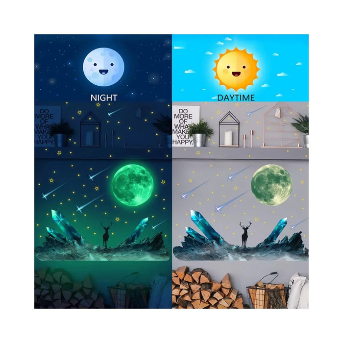 2Pcs / Set Glow in the Dark Astronaut Wall Stickers Space Theme Self Adhesive Decals for Kids Bedroom - 2
