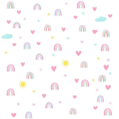 4Pcs / Set Rainbow Stars Hearts Wall Stickers for Bedroom Living Room Self Adhesive Removable PVC Decals - 1