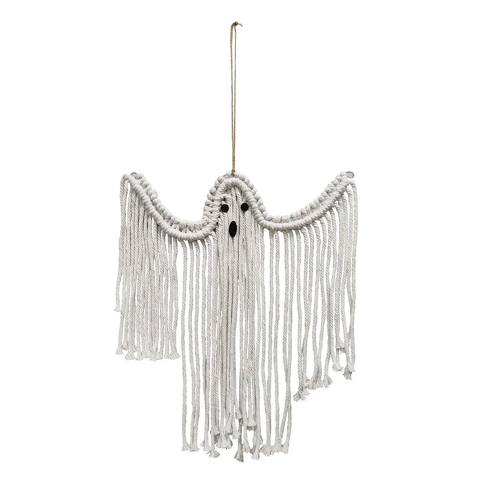 Halloween Handmade Woven White Ghost Tapestry Spooky Holiday Wall Hanging Decoration, Size S - 1