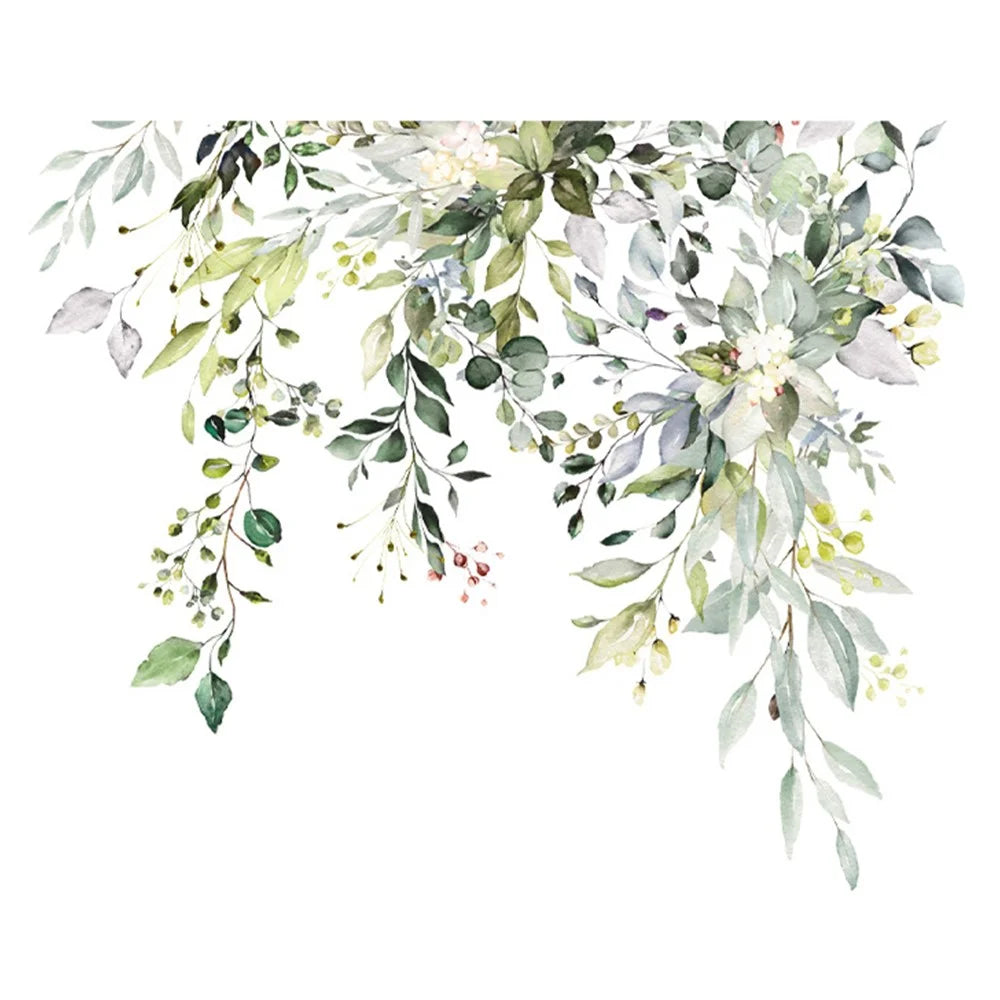 Green Plant Floral Toilet Sticker Bathroom Wall Decal Self Adhesive Waterproof Decorative PVC Wallpaper - MS8314 - 1