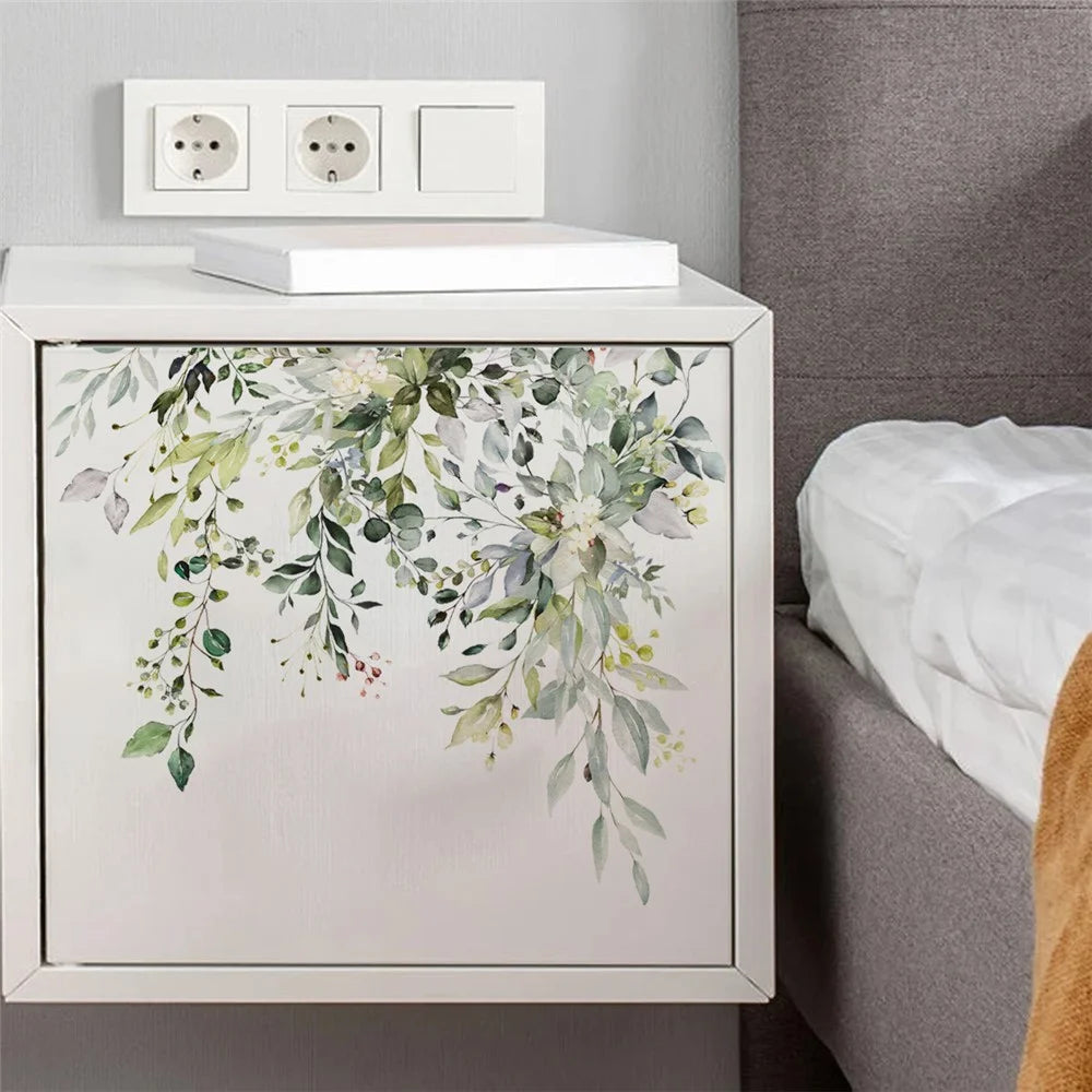 Green Plant Floral Toilet Sticker Bathroom Wall Decal Self Adhesive Waterproof Decorative PVC Wallpaper - MS8314 - 2