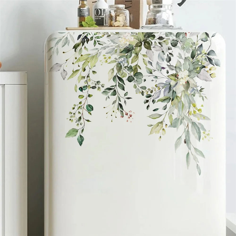 Green Plant Floral Toilet Sticker Bathroom Wall Decal Self Adhesive Waterproof Decorative PVC Wallpaper - MS8314 - 5