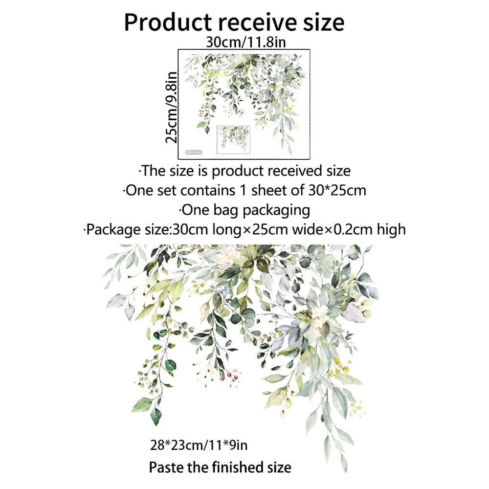 Green Plant Floral Toilet Sticker Bathroom Wall Decal Self Adhesive Waterproof Decorative PVC Wallpaper - MS8314 - 7