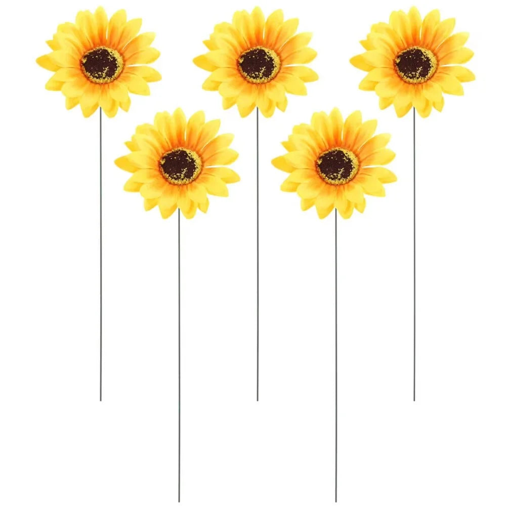 5Pcs / Set Simulated Sunflower Garden Stake Outdoor Courtyard Patio Lawn Decorative Stick - 1