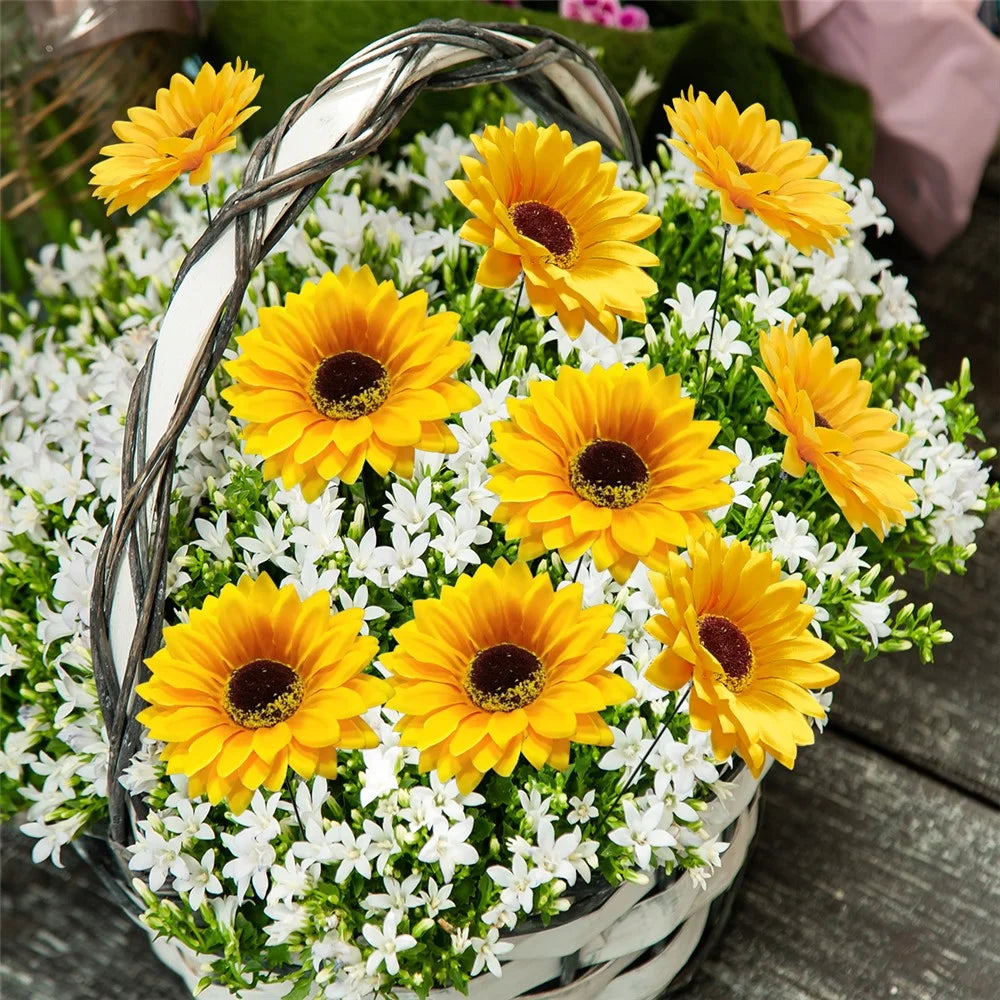5Pcs / Set Simulated Sunflower Garden Stake Outdoor Courtyard Patio Lawn Decorative Stick - 3