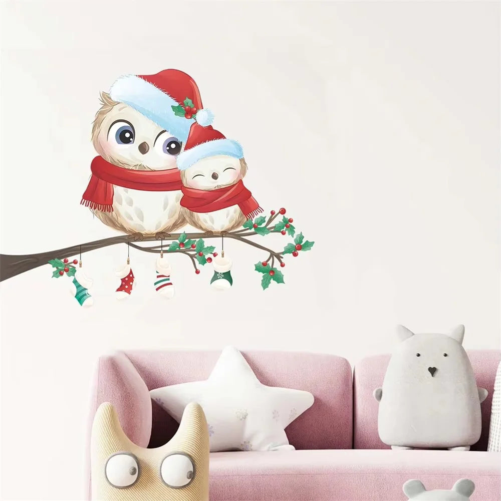 40 x 28cm Christmas Snowflake Bird Wall Sticker Window Glass Decorative Removable PVC Decal - 2