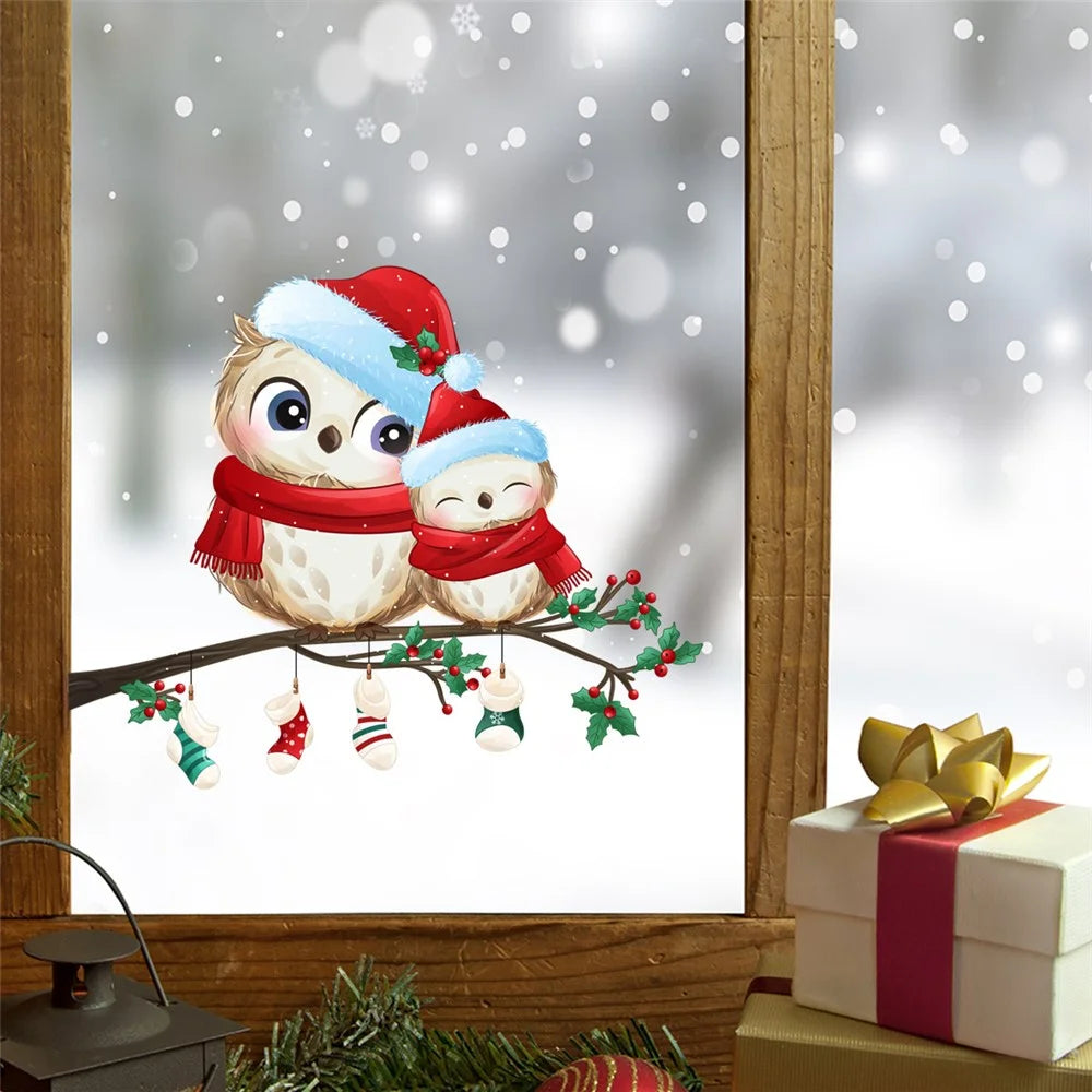 40 x 28cm Christmas Snowflake Bird Wall Sticker Window Glass Decorative Removable PVC Decal - 4
