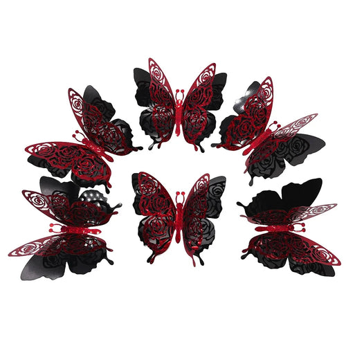 6Pcs / Set 3D Butterfly Wall Decals PVC Glitter Decorative Stickers for Home Shop Party - PJD4012 - 1