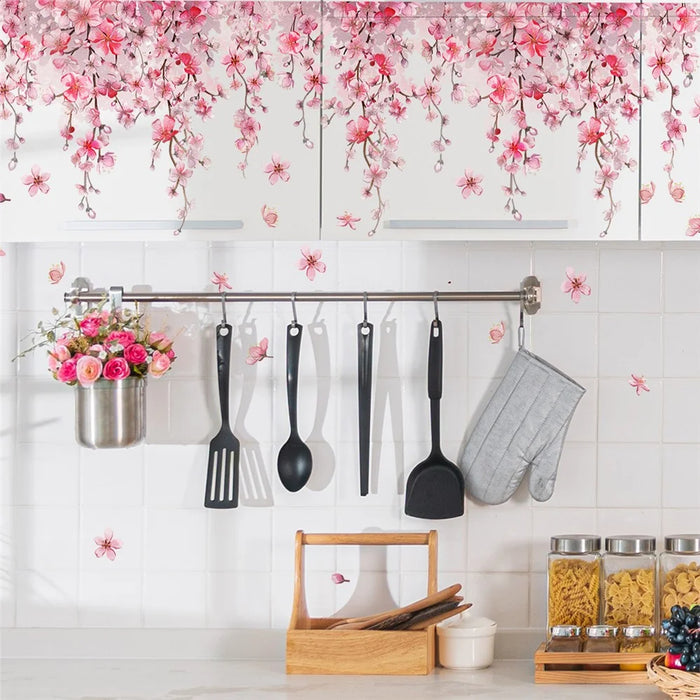 Rattan and Floral Removable Wall Sticker Self Adhesive Waterproof PVC Decorative Wallpaper - 6
