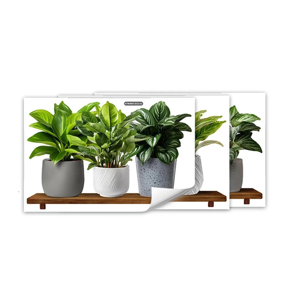 3Pcs / Set 3D Green Plant Potted Wall Stickers Self Adhesive PVC Decorative Decals for Home Office - 2
