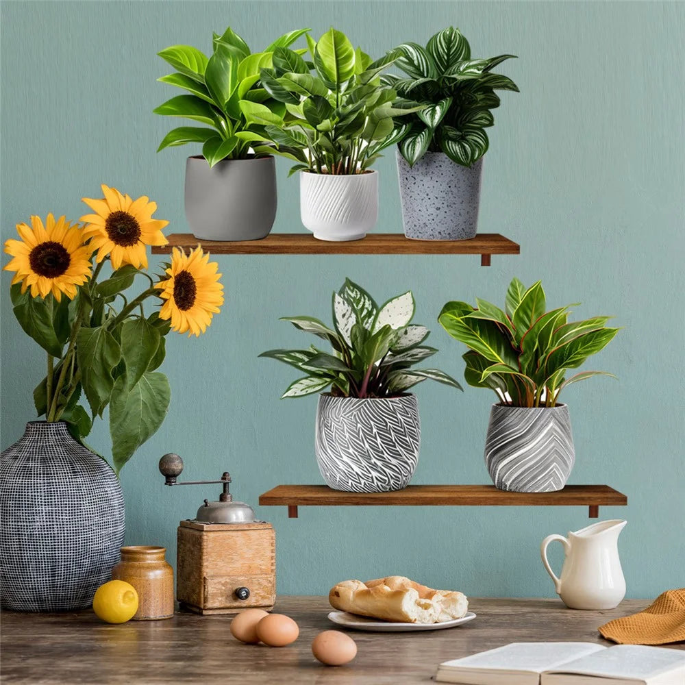 3Pcs / Set 3D Green Plant Potted Wall Stickers Self Adhesive PVC Decorative Decals for Home Office - 7