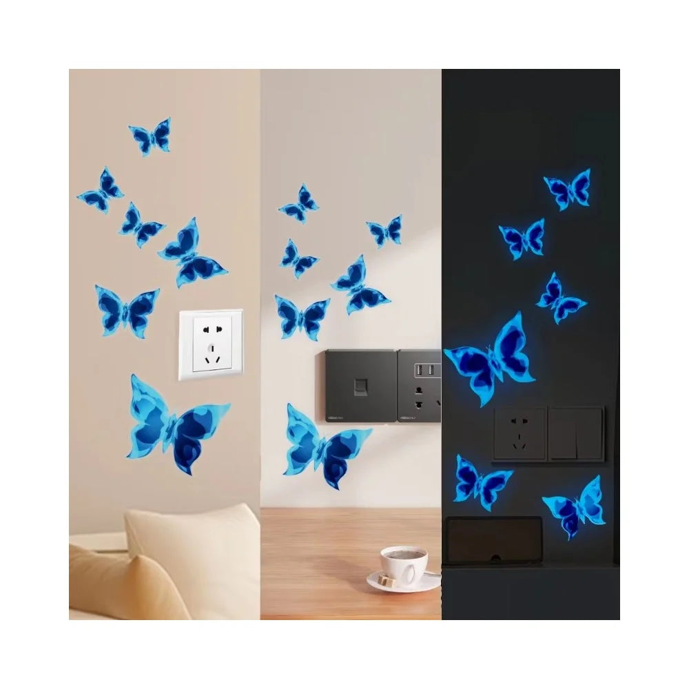 Glow in the Dark Butterfly Light Switch Stickers Self Adhesive Wall Decals for Bedroom Living Room Decoration - 2