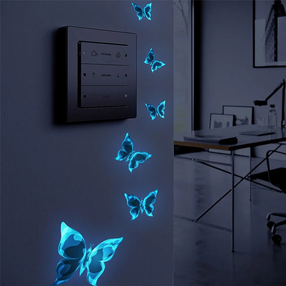 Glow in the Dark Butterfly Light Switch Stickers Self Adhesive Wall Decals for Bedroom Living Room Decoration - 3