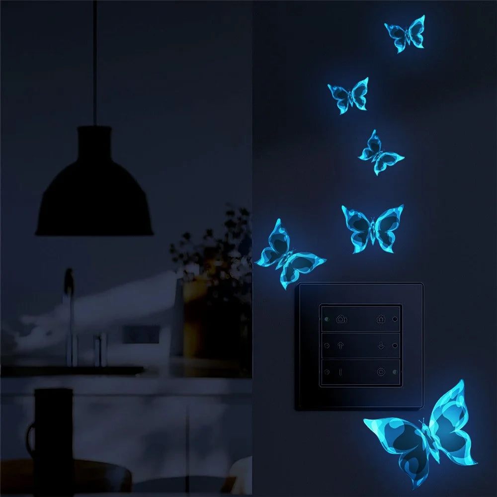 Glow in the Dark Butterfly Light Switch Stickers Self Adhesive Wall Decals for Bedroom Living Room Decoration - 4