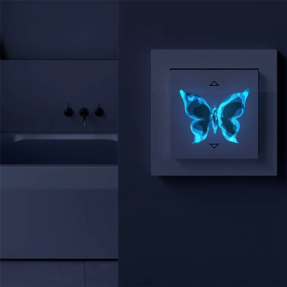 Glow in the Dark Butterfly Light Switch Stickers Self Adhesive Wall Decals for Bedroom Living Room Decoration - 6