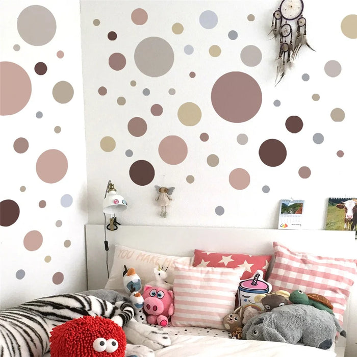 6Pcs / Set Polka Dot Pattern Decorative Wall Stickers Self Adhesive Removable PVC Decals - Style A - 2
