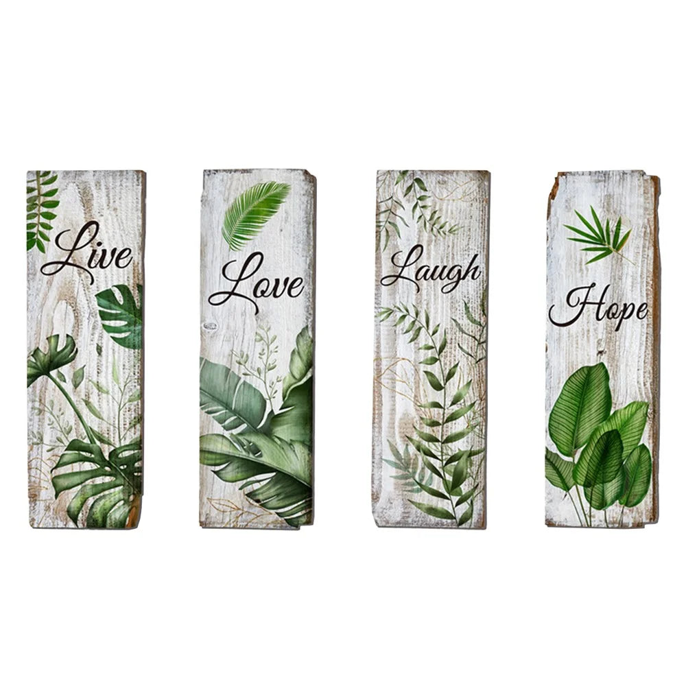4Pcs / Set Tropical Palm Leaf Stickers PVC 3D Plant Wall Decals for Living Room Office - 1