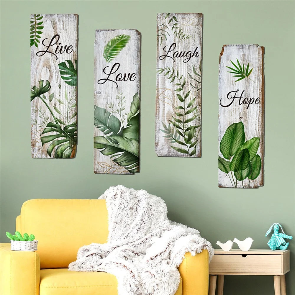 4Pcs / Set Tropical Palm Leaf Stickers PVC 3D Plant Wall Decals for Living Room Office - 2