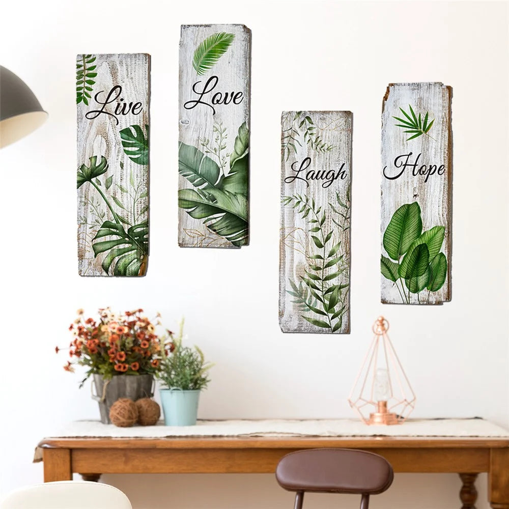 4Pcs / Set Tropical Palm Leaf Stickers PVC 3D Plant Wall Decals for Living Room Office - 3