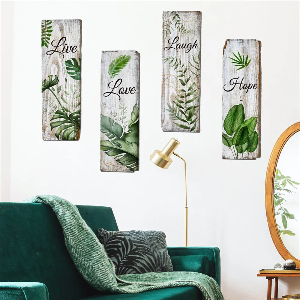 4Pcs / Set Tropical Palm Leaf Stickers PVC 3D Plant Wall Decals for Living Room Office - 4