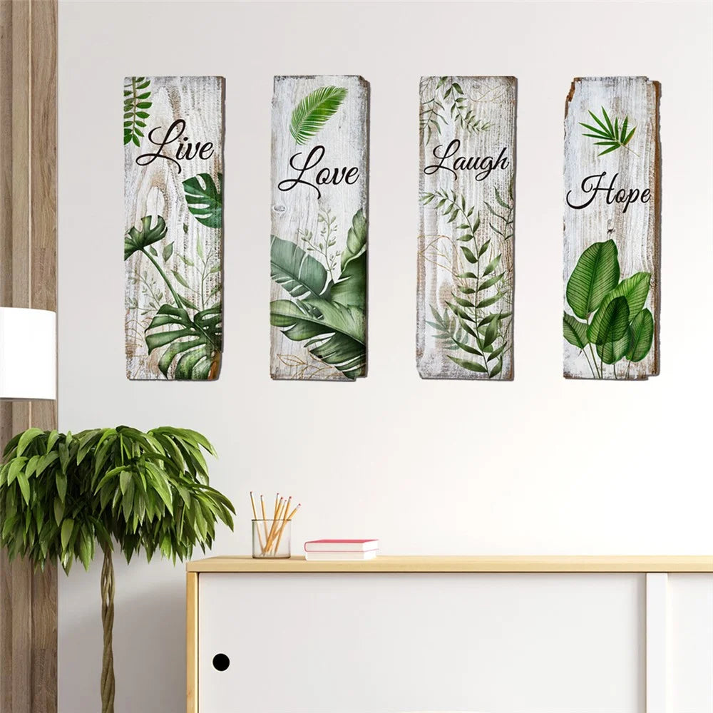 4Pcs / Set Tropical Palm Leaf Stickers PVC 3D Plant Wall Decals for Living Room Office - 5