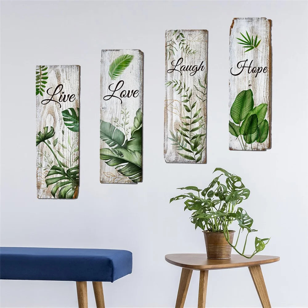 4Pcs / Set Tropical Palm Leaf Stickers PVC 3D Plant Wall Decals for Living Room Office - 6