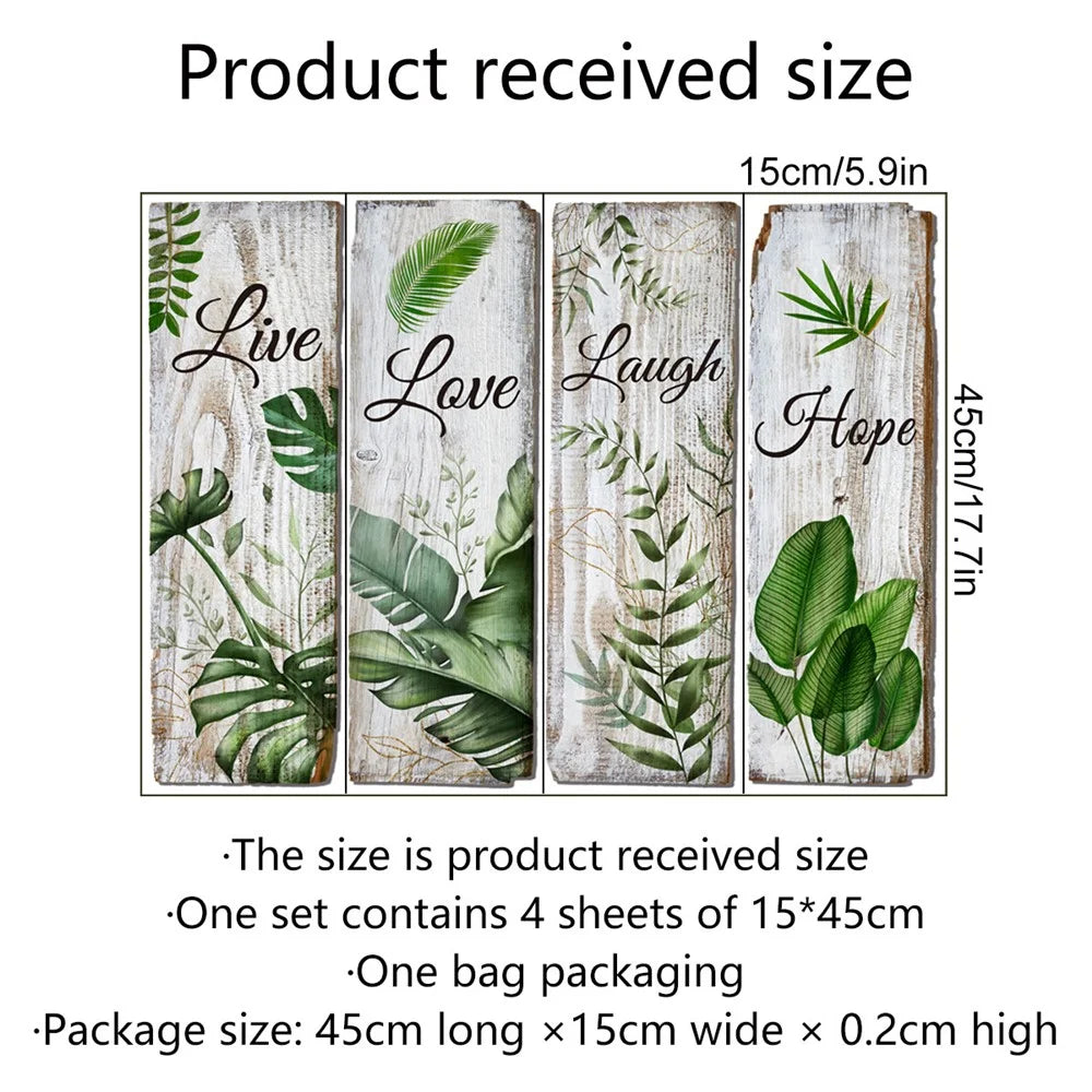 4Pcs / Set Tropical Palm Leaf Stickers PVC 3D Plant Wall Decals for Living Room Office - 7