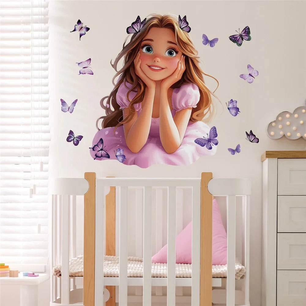 90 x 30cm Cartoon Girl Pattern Decorative Wall Sticker PVC Self Adhesive Removable Decal for Kids Room - BM7531-NL - 2