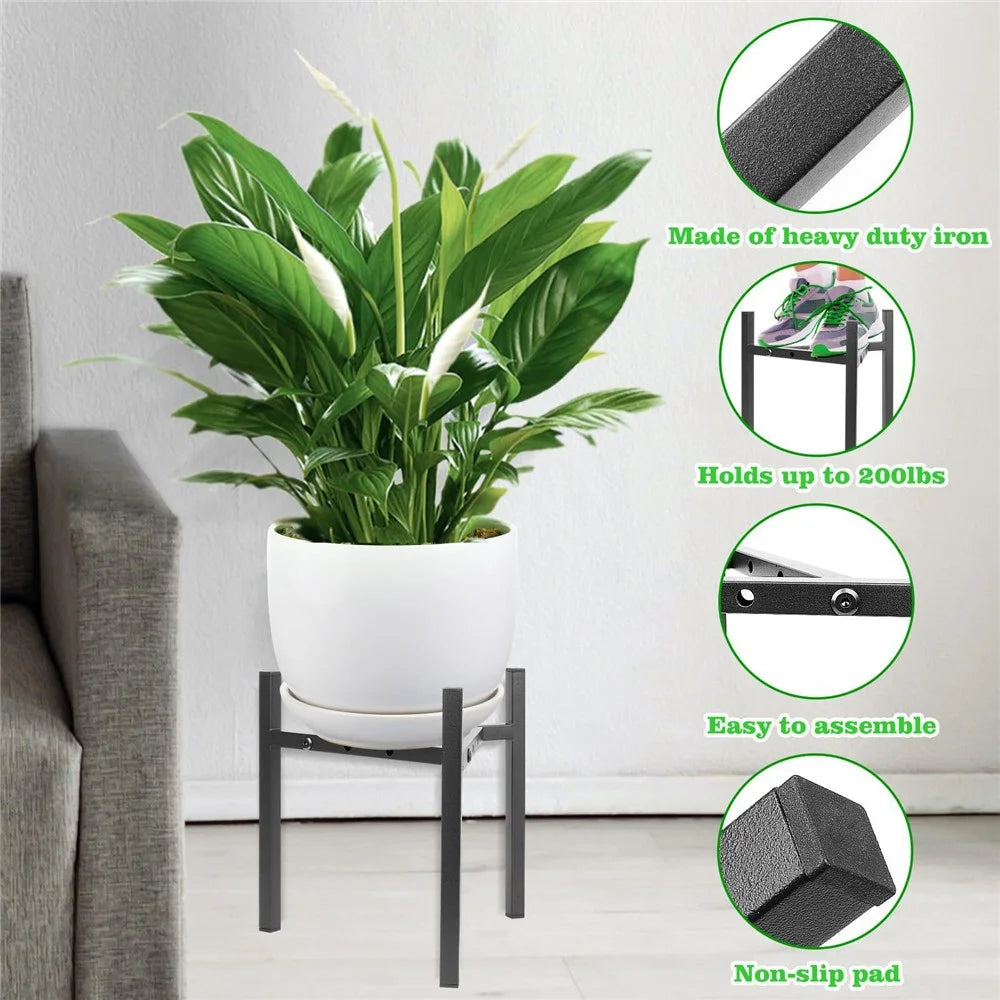 Indoor Adjustable Plant Stand Metal Modern Heavy Duty Stable Flower Pot Holder - 3