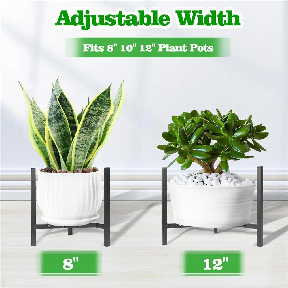 Indoor Adjustable Plant Stand Metal Modern Heavy Duty Stable Flower Pot Holder - 4