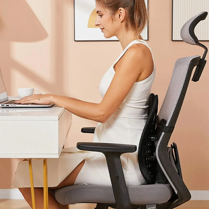 Ergonomic Office Chair Lumbar Support Cushion Waist Back Pain Relief Adjustable Waist Cushion - Black - 3
