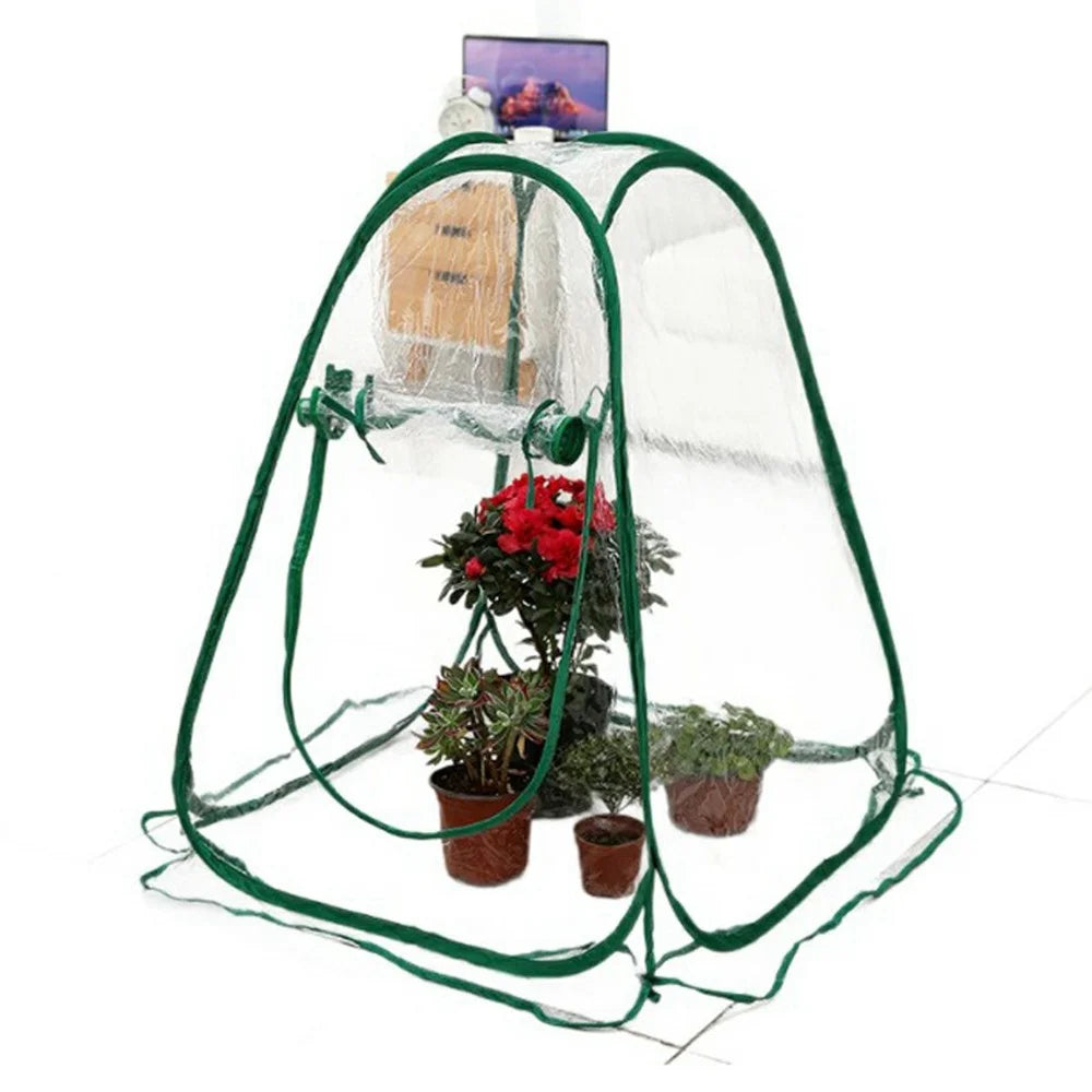 Foldable Portable Mini Greenhouse for Succulents and Flowers Home Garden Balcony Patio Warm Cover with Roll-Up Window - 1