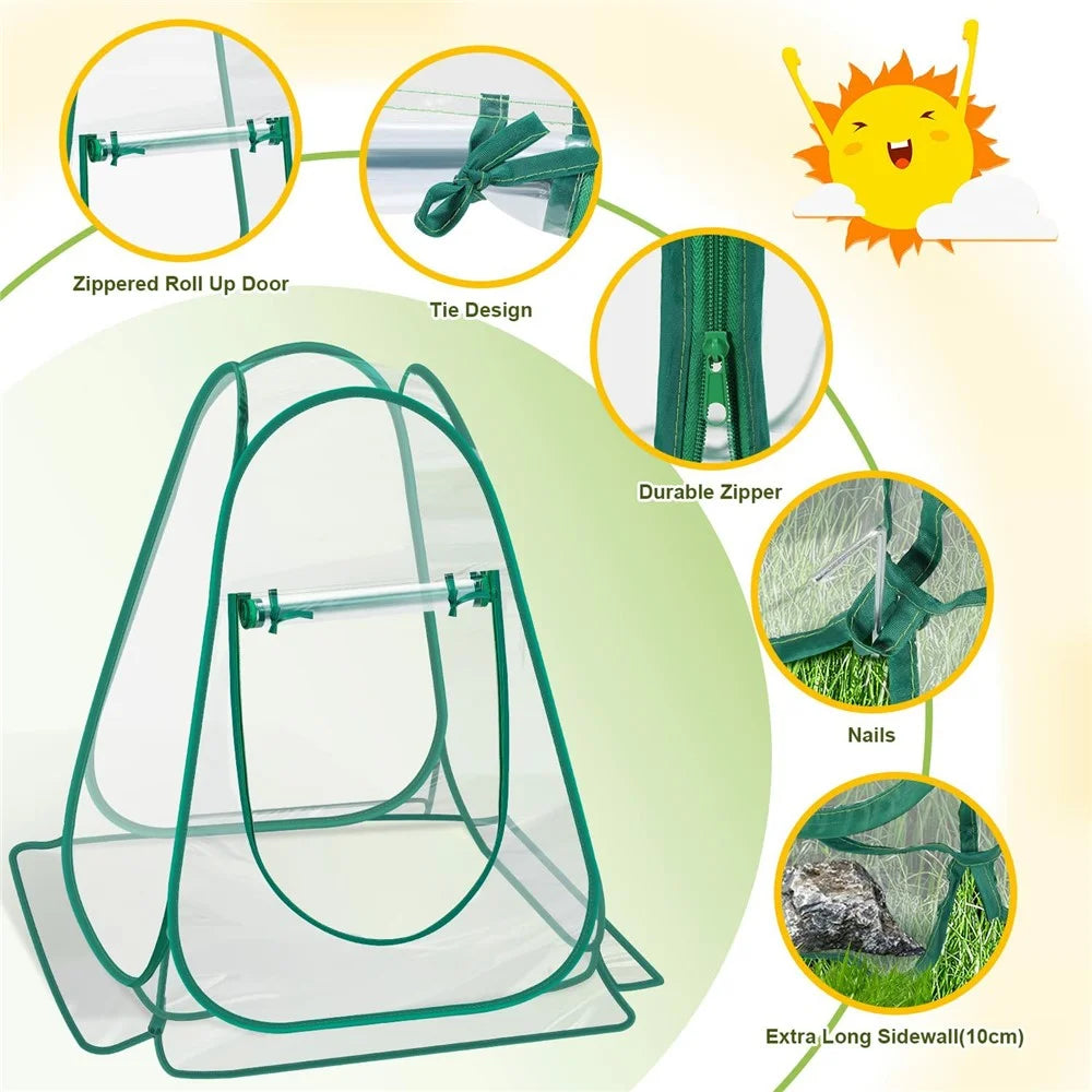 Foldable Portable Mini Greenhouse for Succulents and Flowers Home Garden Balcony Patio Warm Cover with Roll-Up Window - 5