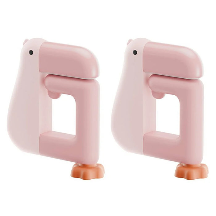 2Pcs Adjustable Desk Storage Hook for Students Cute Duck Design Backpack Hanger Table Edge Clip Space Saving - Pink - 1