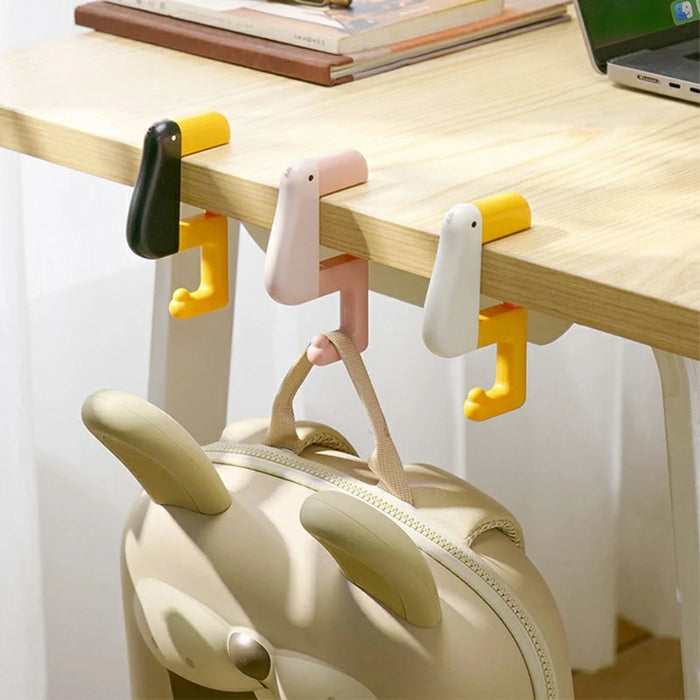 2Pcs Adjustable Desk Storage Hook for Students Cute Duck Design Backpack Hanger Table Edge Clip Space Saving - Pink - 6