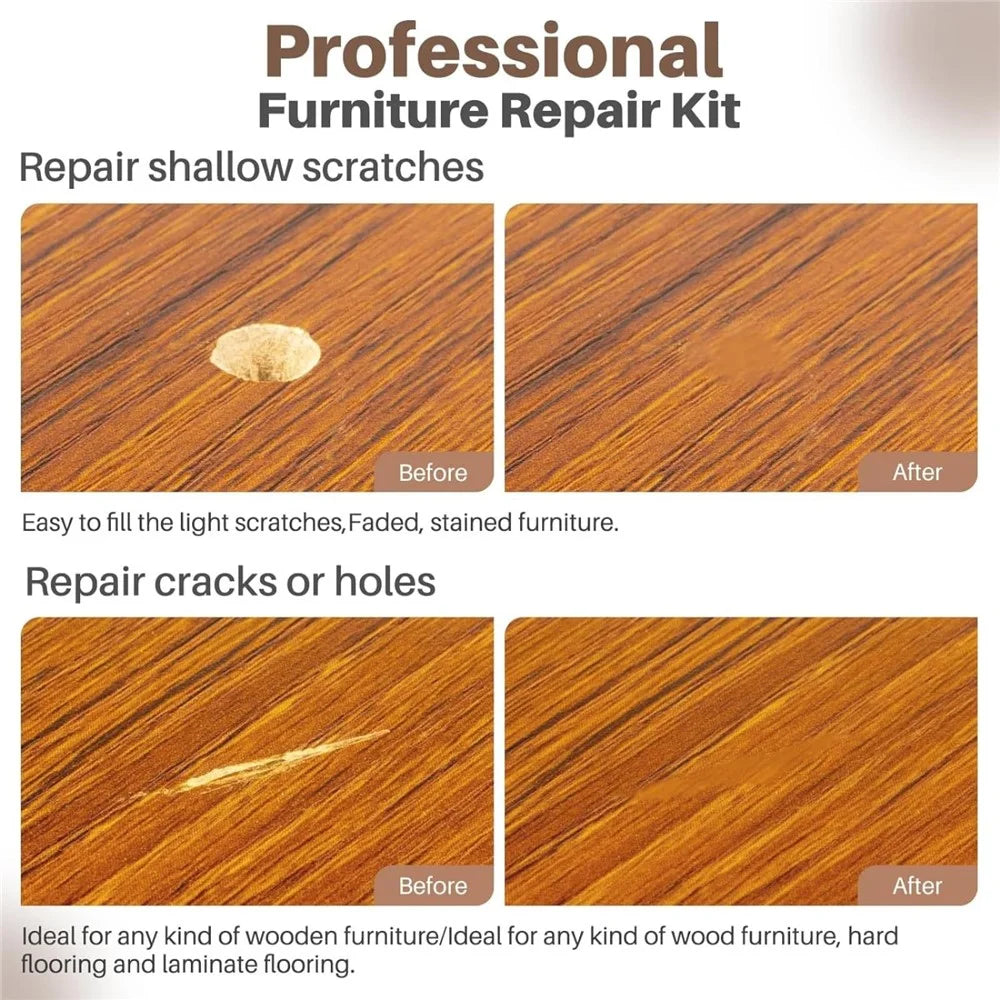 Wood Floor Repair Kit Furniture Restoration Set Hardwood Flooring Touch Up Tools for Scratch  /  Dent  /  Crack Fixing - 5