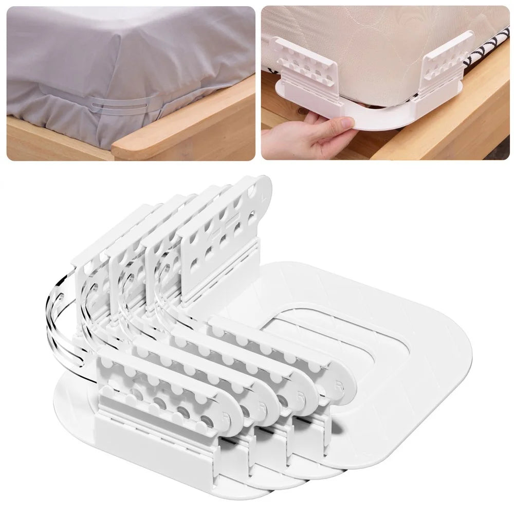 4Pcs Bed Sheet Fasteners Universal Anti Slip Clip Holders Invisible Pinless for Bedding / Mattress Cover - White - 1