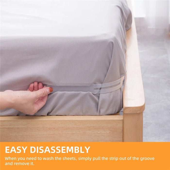 4Pcs Bed Sheet Fasteners Universal Anti Slip Clip Holders Invisible Pinless for Bedding / Mattress Cover - White - 6