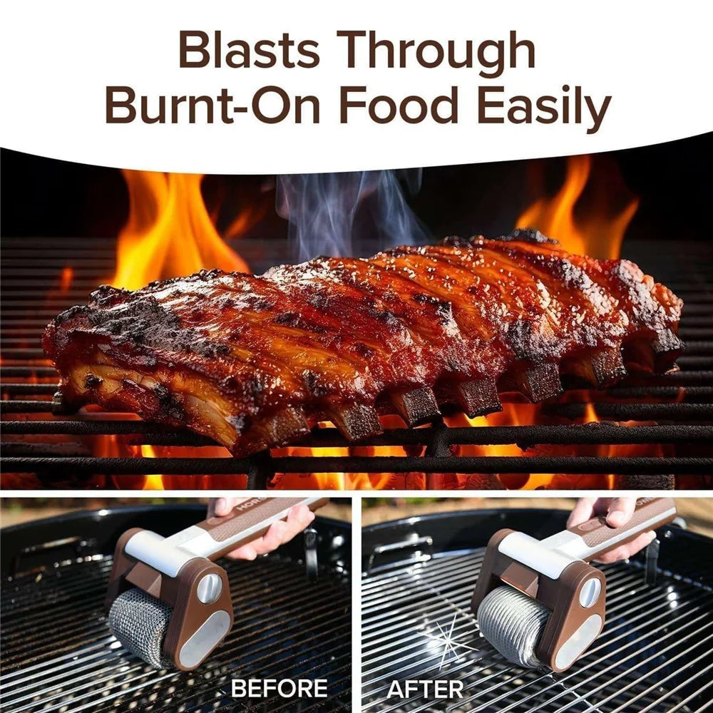 350 RPM Rotation Stainless Steel Roller Grill Brush for BBQ Brushless Rotating Cleaning Tool with LED Light - 4