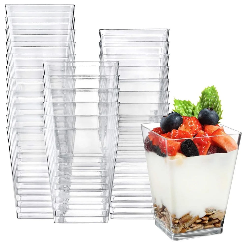 50Pcs 150ml Disposable Square Mousse Cup Dessert Baking Cake Container Tableware for Party Decoration (BPA-free, Not FDA Certificate) - 1