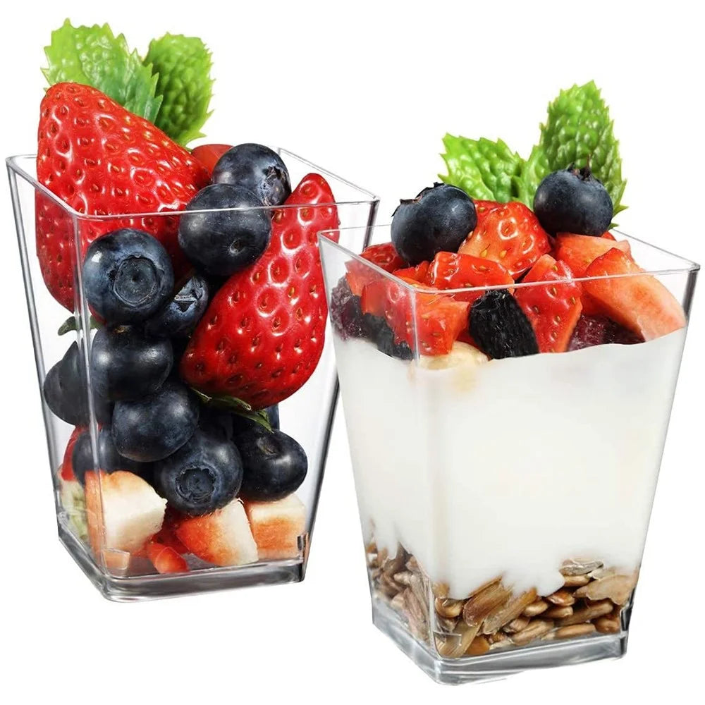 50Pcs 150ml Disposable Square Mousse Cup Dessert Baking Cake Container Tableware for Party Decoration (BPA-free, Not FDA Certificate) - 2