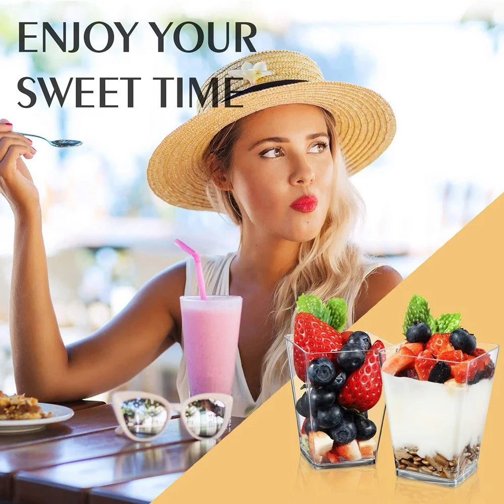 50Pcs 150ml Disposable Square Mousse Cup Dessert Baking Cake Container Tableware for Party Decoration (BPA-free, Not FDA Certificate) - 4