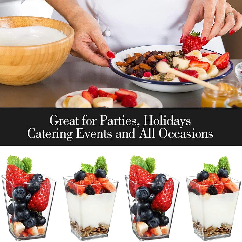 50Pcs 150ml Disposable Square Mousse Cup Dessert Baking Cake Container Tableware for Party Decoration (BPA-free, Not FDA Certificate) - 5