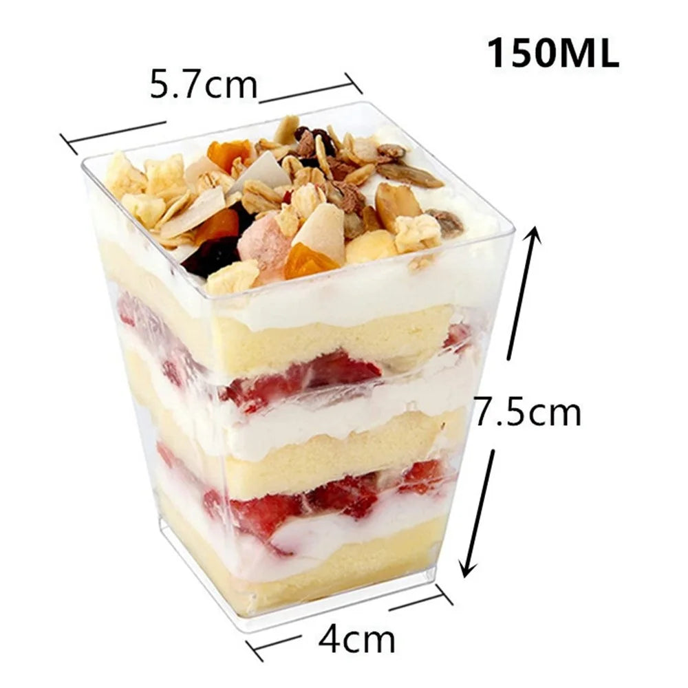50Pcs 150ml Disposable Square Mousse Cup Dessert Baking Cake Container Tableware for Party Decoration (BPA-free, Not FDA Certificate) - 6