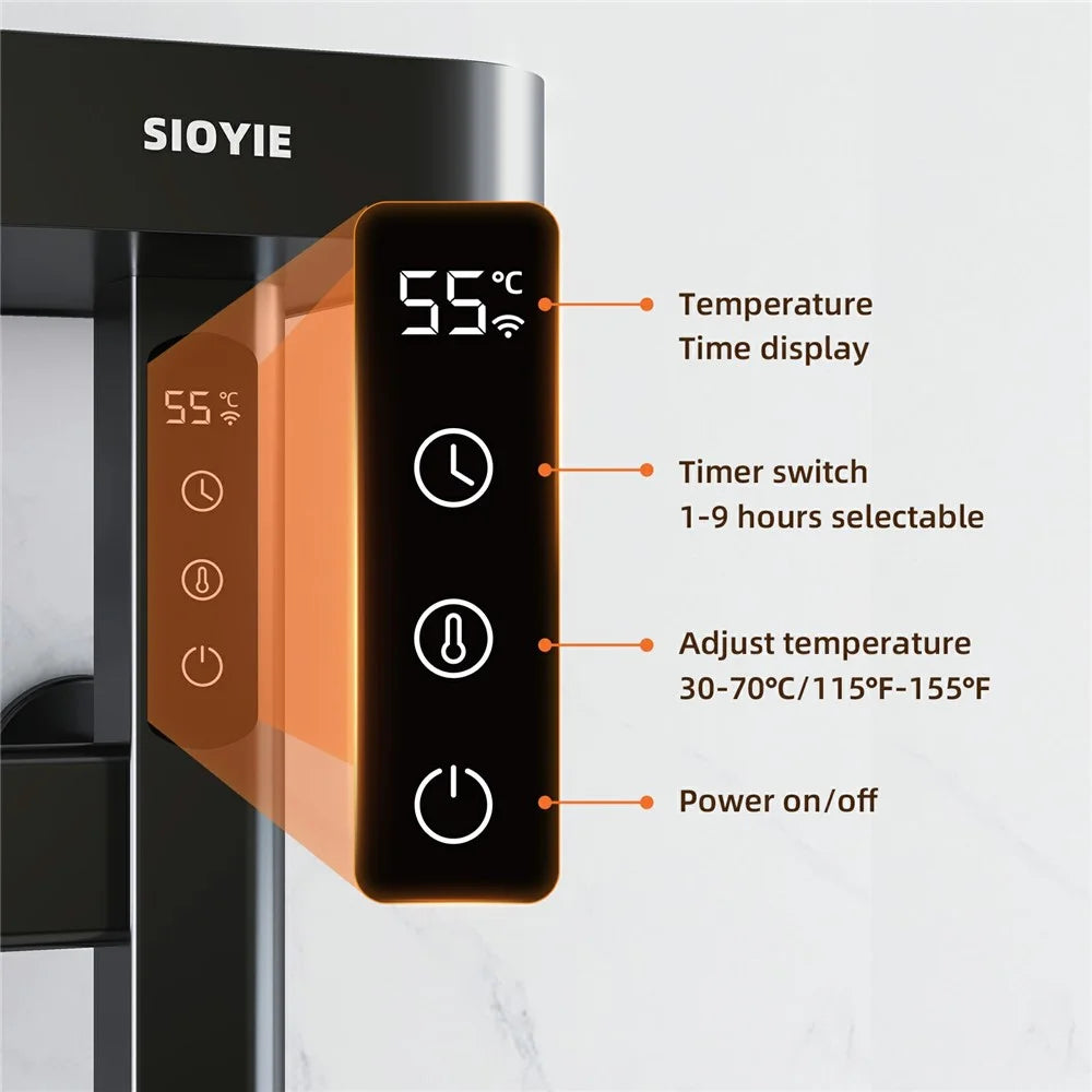 G50 Electric Heated Towel Warmer Rack Adjustable Temperature Bathroom Towel Fast Drying Metal Shelf - Right Wire Outlet / Black - 3