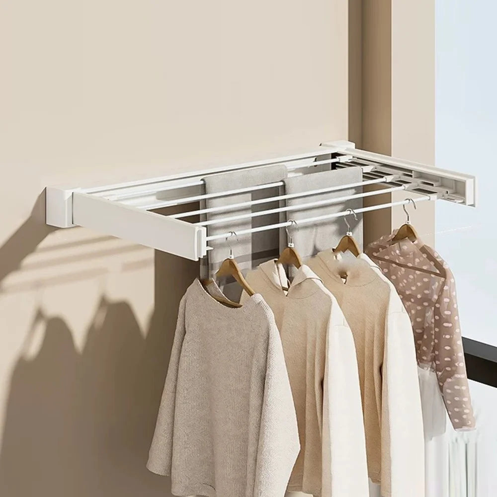 Foldable Clothes Drying Rack Space Saving ABS Carbon Steel Balcony Indoor Laundry Hanger, 70cm Length - 1
