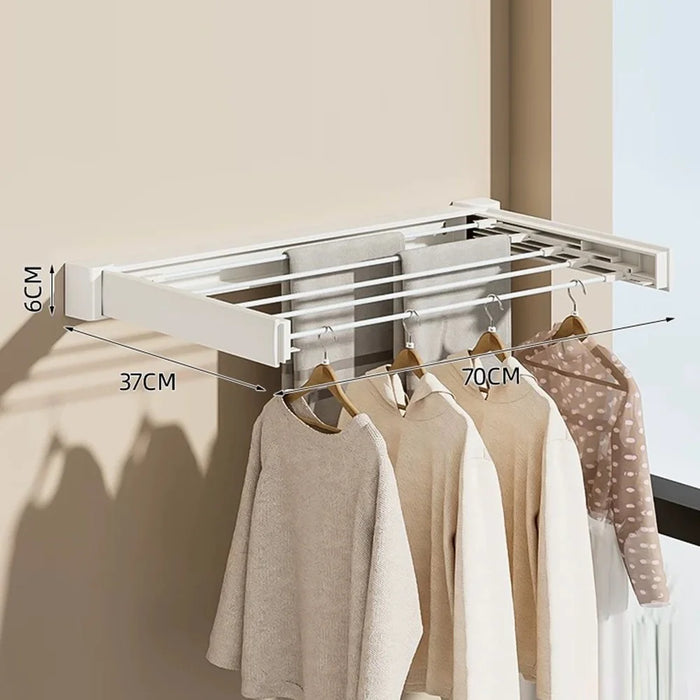 Foldable Clothes Drying Rack Space Saving ABS Carbon Steel Balcony Indoor Laundry Hanger, 70cm Length - 2
