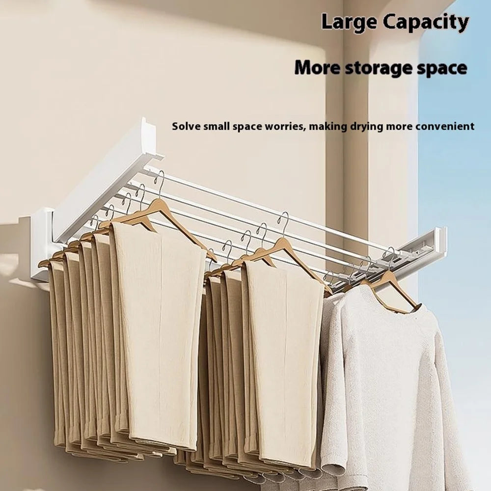 Foldable Clothes Drying Rack ABS Carbon Steel Balcony Indoor Laundry Hanger, 70cm Length with Bar - 3